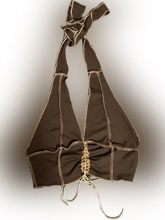SHEIN Tops - Brown Halter-Style Women's Shoulder Bag with Contrast Stitching